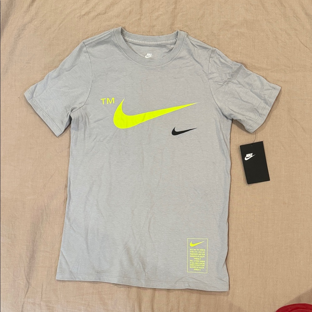 Nike Light Gray Tee with Bright Yellow Swoosh